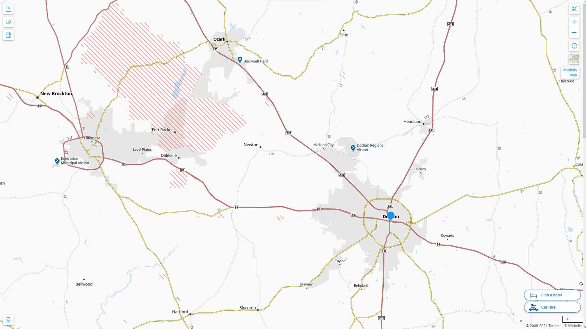 Dothan Alabama Highway and Road Map